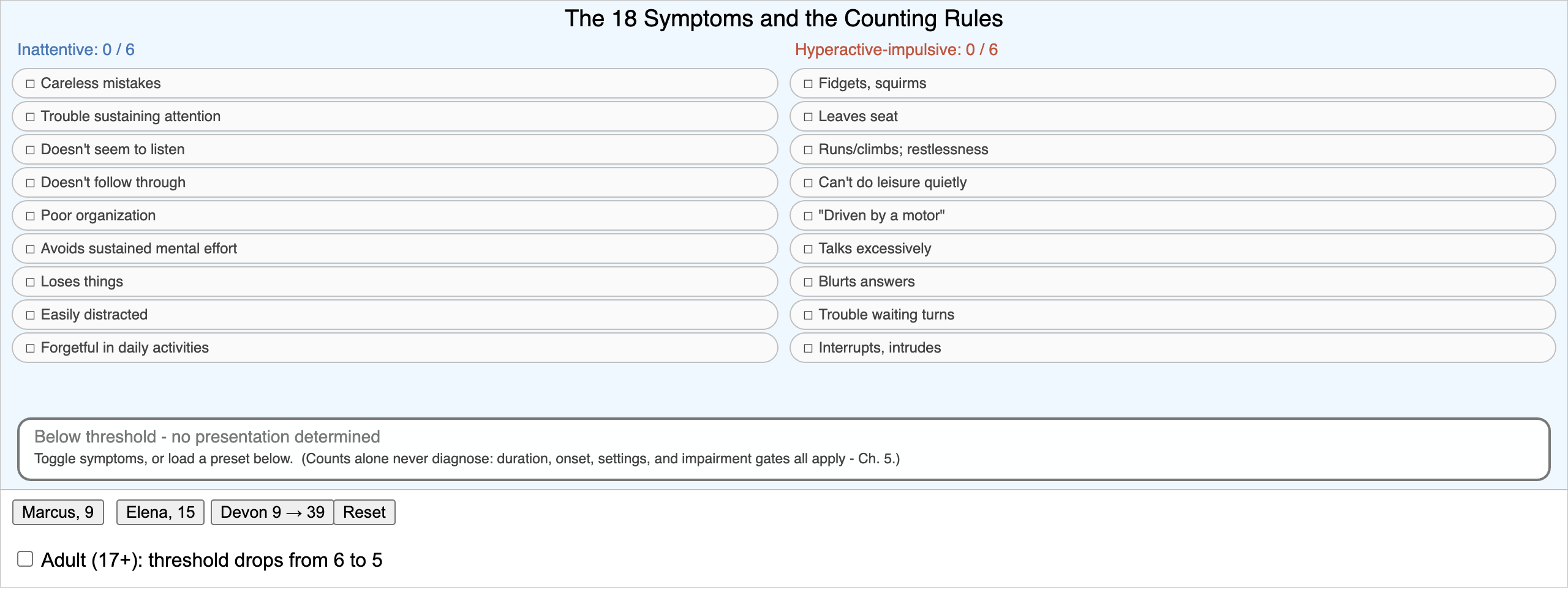 Symptom and Presentation Explorer