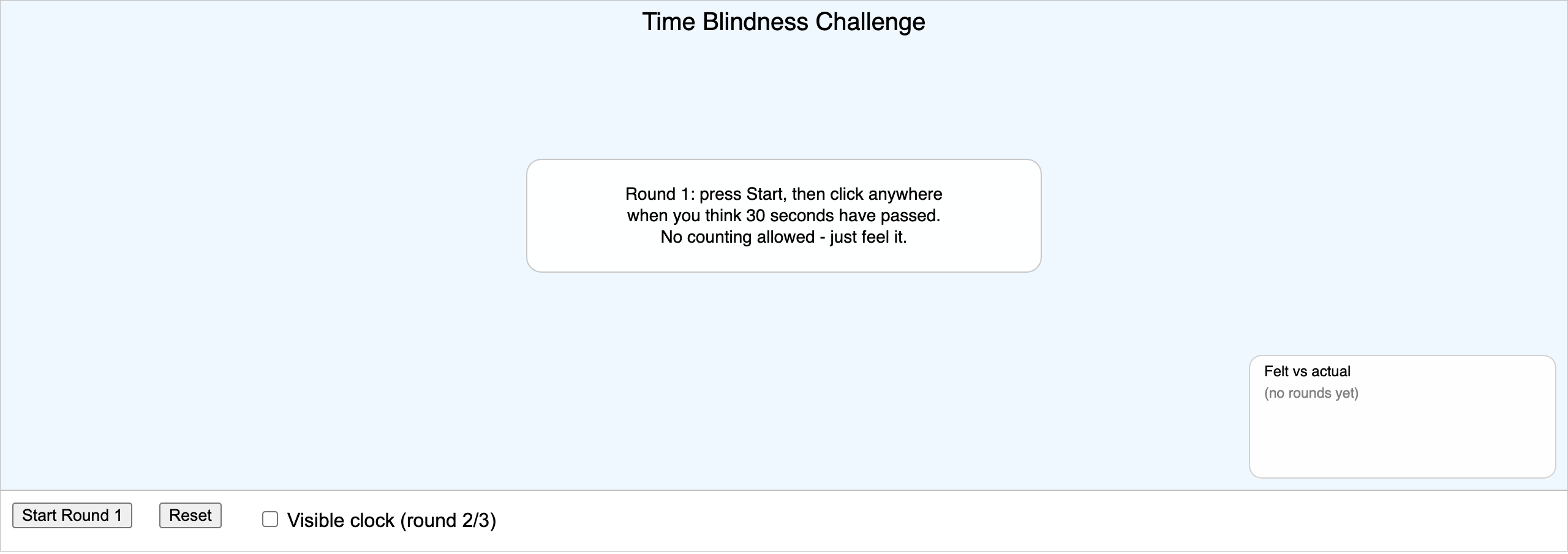 Time Blindness Challenge