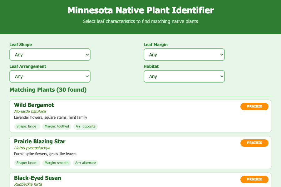 Minnesota Native Plant Identifier